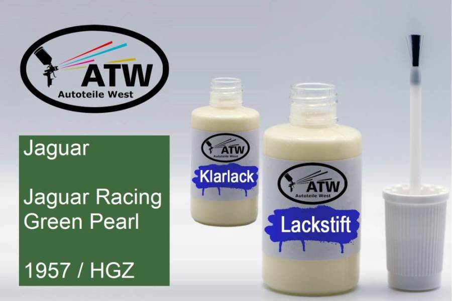 Jaguar, Jaguar Racing Green Pearl, 1957 / HGZ: 20ml Lackstift + 20ml Klarlack - Set, von ATW Autoteile West.